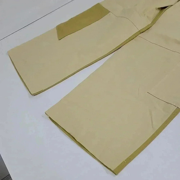 ZARA TAPERED FIT POCKETED PANTS PATCHWORK FULL LENGTH OLIVE GREEN - Picture 10 of 12